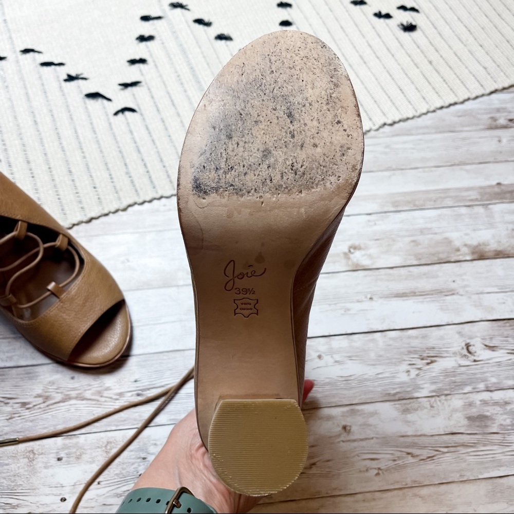 Joie Cordelia Lace-Up Sandal Heel Tan Brown Size 39.5 9.5 - Picture 7 of 11